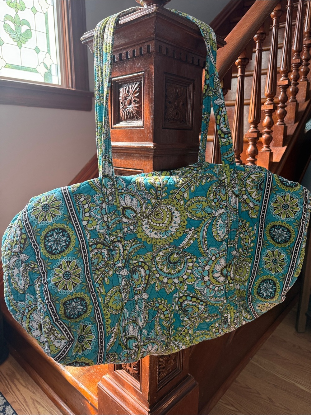 BIG! 💚💙Vera Bradley Teal & Green Quilted Weekender Bag